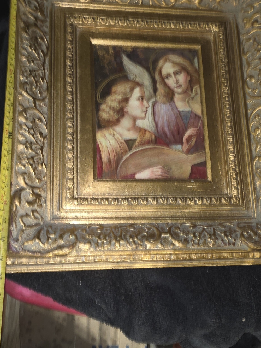 AUTHENTIC VINTAGE Gold Glinted Two ANGELS Framed Picture